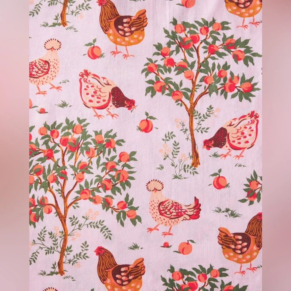 PRINTFRESH 100% Organic Cotton Top & Cropped Pants Hen House Ballet Pink XXS GUC - Picture 6 of 14